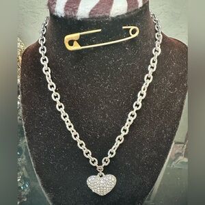 Guess Silver Heart Pendant Necklace